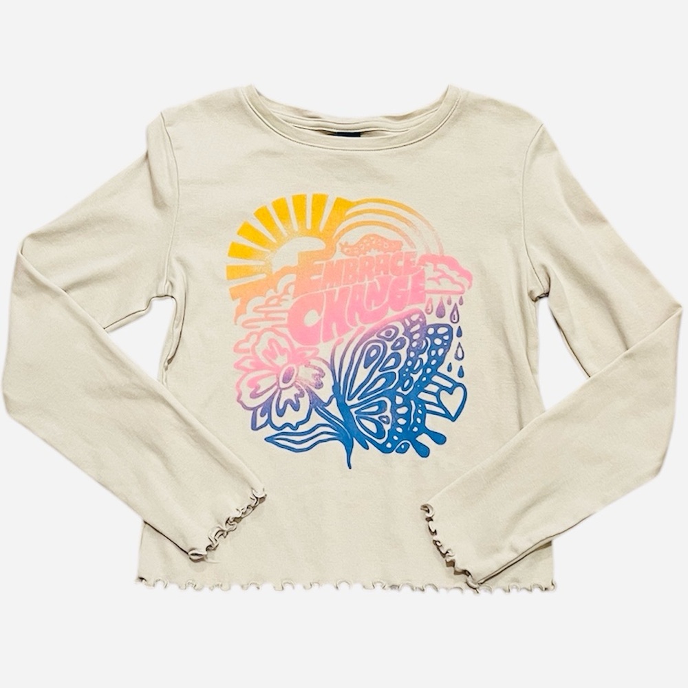 Old Navy L(10-12) Long Sleeve Graphic Tee Embrace Change